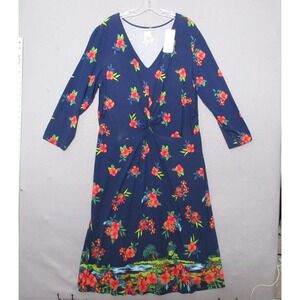 Lands‎ End Dress XL Tall Floral Tencel Modal Twist Front Eco Soft Technology NWT